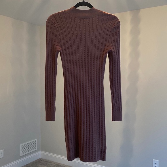 Abercrombie Mock Neck Mini Sweater Dress in Light Brown (S) - Picture 6 of 13